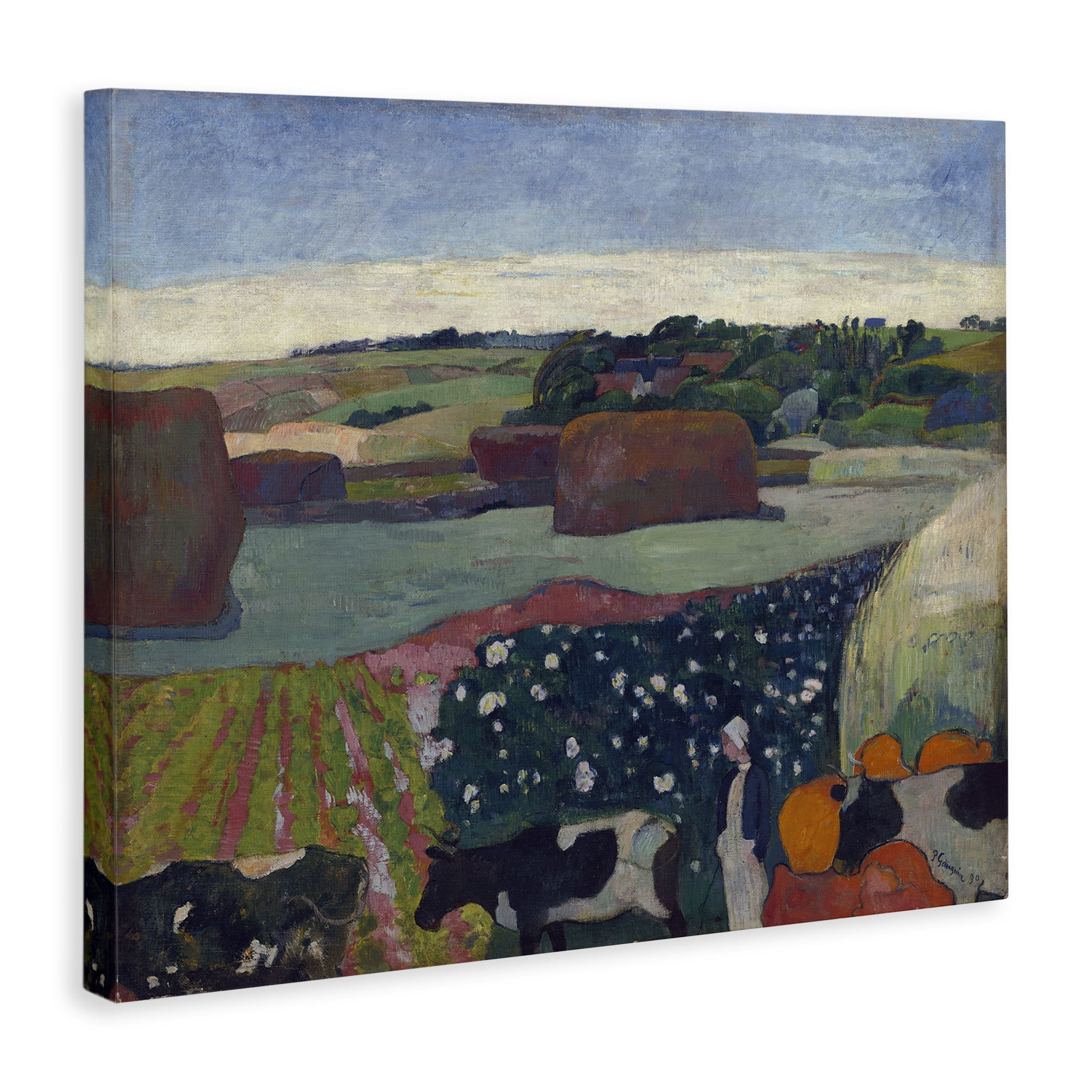 Stupell Industries Classic Haystacks in Brittany Landscape & Nature Painting Wrapped Canvas Art Print Wall Art, 20 x 16