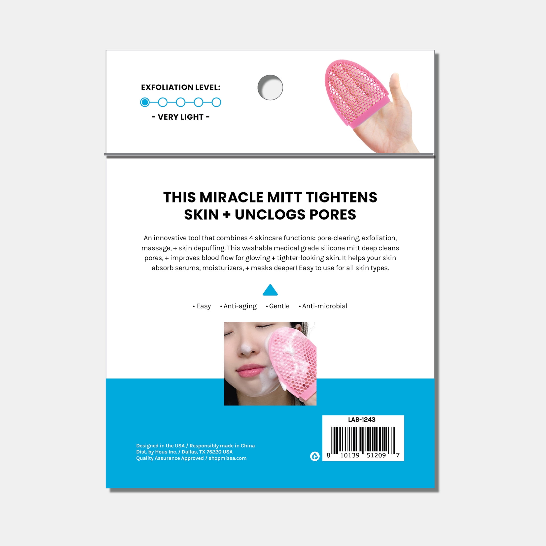 a2o Lab Clear Skin Exfoliating Face Mitt, For All Skin Types