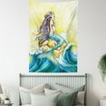thumbnail image 4 of Mermaid Tapestry, Magical Mermaid Sitting on Rock Sunny Day Colored Pencil Drawing Effect, Wall Hanging for Bedroom Living Room Dorm Decor, 60W X 80L Inches, Yellow Blue Purple, by Ambesonne, 4 of 5