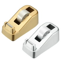 2pcs Tape Dispenser Desk, Heavy Duty Tape Dispenser Desktop Light Luxury Frosted Dispensers Holder Non-Skid Base Elegant for Home Office Desktop Small Business Gift, Gold Silver