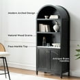 thumbnail image 4 of EYYTHUNG 71" Tall Arched Cabinet Modern Farmhouse 5-Tier Arched Bookcase Storage Display Cabinet with Faux Marble Top, Black, 4 of 6