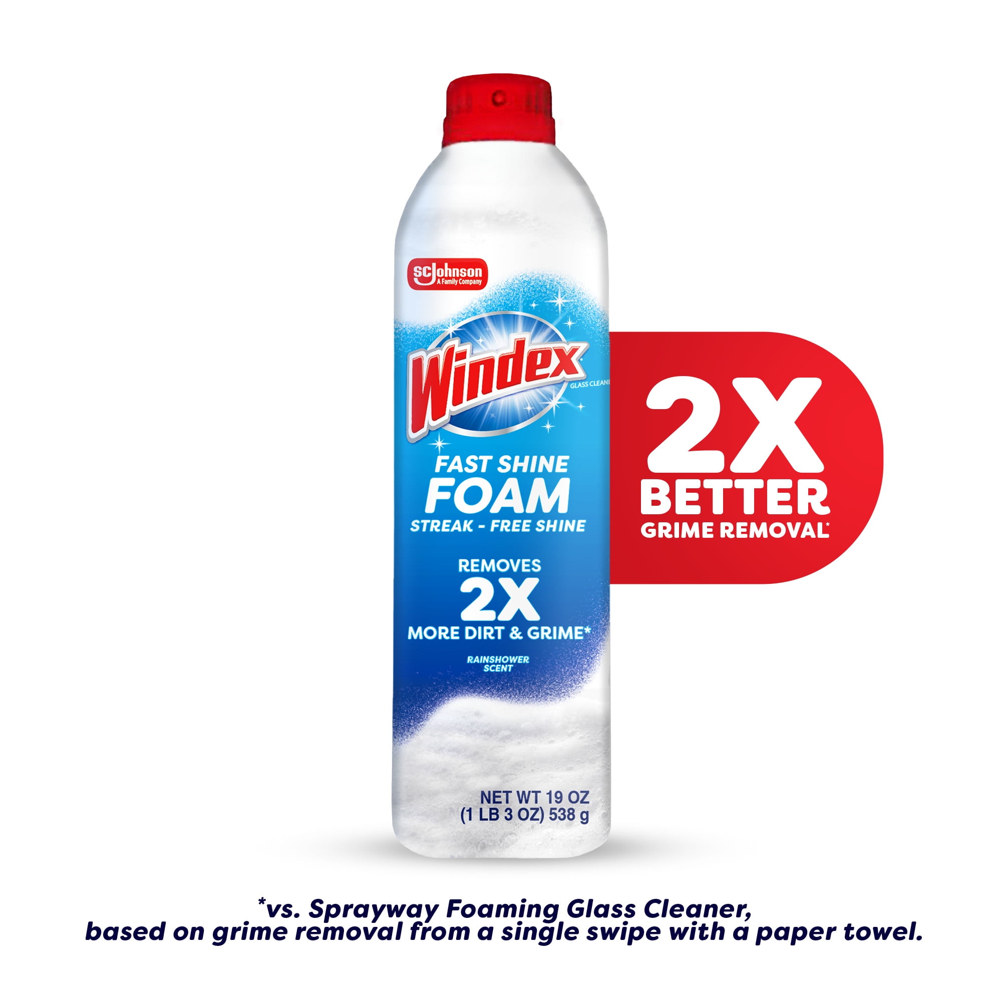 (6 pack) Windex Fast Shine Foam Glass, Window, and Mirror All Purpose Cleaner, No-Drip Aerosol Cleaning Spray, 19 oz