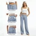 thumbnail image 5 of Pants for Women Solid Color Long Pants Summer Must Have Women's Drawstring Wide Leg Pants Soft Lounge Pants with Pockets Cozy Home Wear Lightweight Breathable Fabric Modern Comfort Clothing, 5 of 9