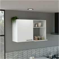 JERFIT 18" White Wall Mount Cabinet with Door & Open Shelves for Kitchen Bathroom Storage