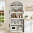 thumbnail image 2 of Kselythan 71.6"H  Tall Arched Kitchen Pantry Cabinet,Modern Farmhouse Storage Cabinet Arch Hutch Cabinet,Large Bookshelf with Doors,Arched Bookcase with Cabinet,5 Tier Kitchen Cabinet Cupboard, 2 of 7