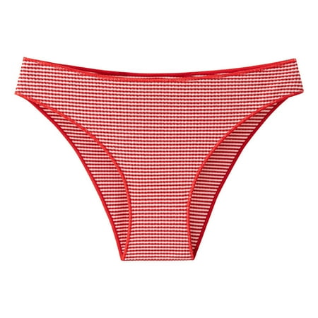 Low Waisted Seamless Underwear for Women Breathable Tummy Suits Underwear Thongs Plus Size No Show Panties Thongs Undies for Women Cotton Red M