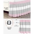 thumbnail image 3 of Pink Striped Wrap Around Bed Skirts for California King Bed 16" Drop,Bed Skirt with Adjustable Elastic Belt Dust Ruffle Bed Valance Multicolor Grey White Horizontal Stripes Bed Frame Cover, 3 of 7
