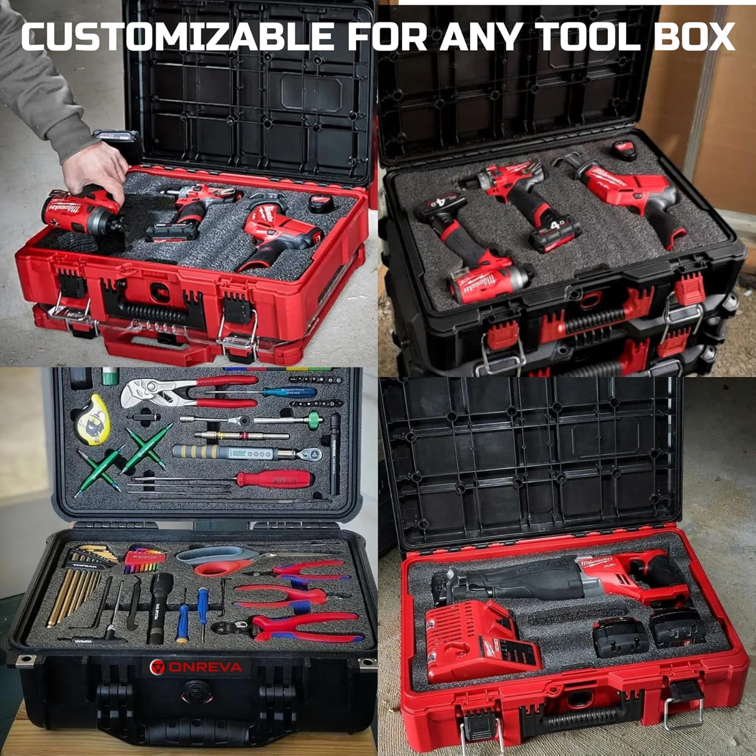 Tool Box Foam 3Pack 24x24x2 inch, Foam Inserts for Cases, Polyethylene Tool Foam Sheets, Drawer Liner Foam, ToolBox Kaizen Organizer and Storage Tool Shadow