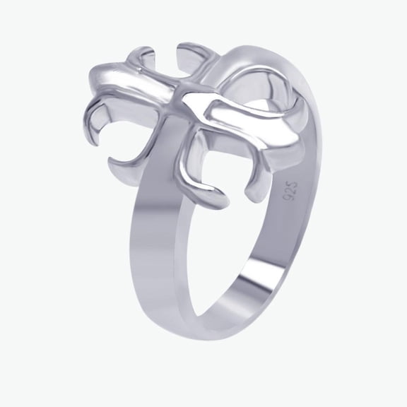 Sterling Silver 925 Rhodium Plated Fleur De Lis Crest Band Ring Jewelry Female Male Unisex Size 9