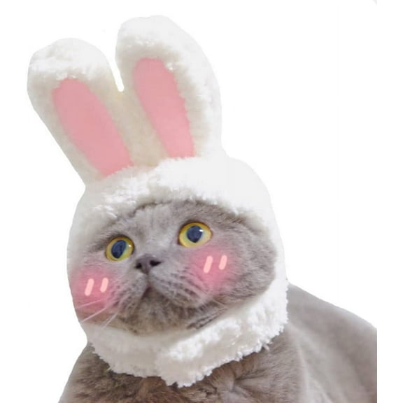 Ludlz Cute Costume Bunny Rabbit Hat with Ears for Cats & Small Dogs Party Costume Halloween Easter Accessory Headwear