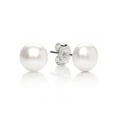 thumbnail image 2 of MABELLA 925 Sterling Silver AAA Genuine Freshwater Cultured Pearl White Button Stud Earrings for Women 8MM, 2 of 7
