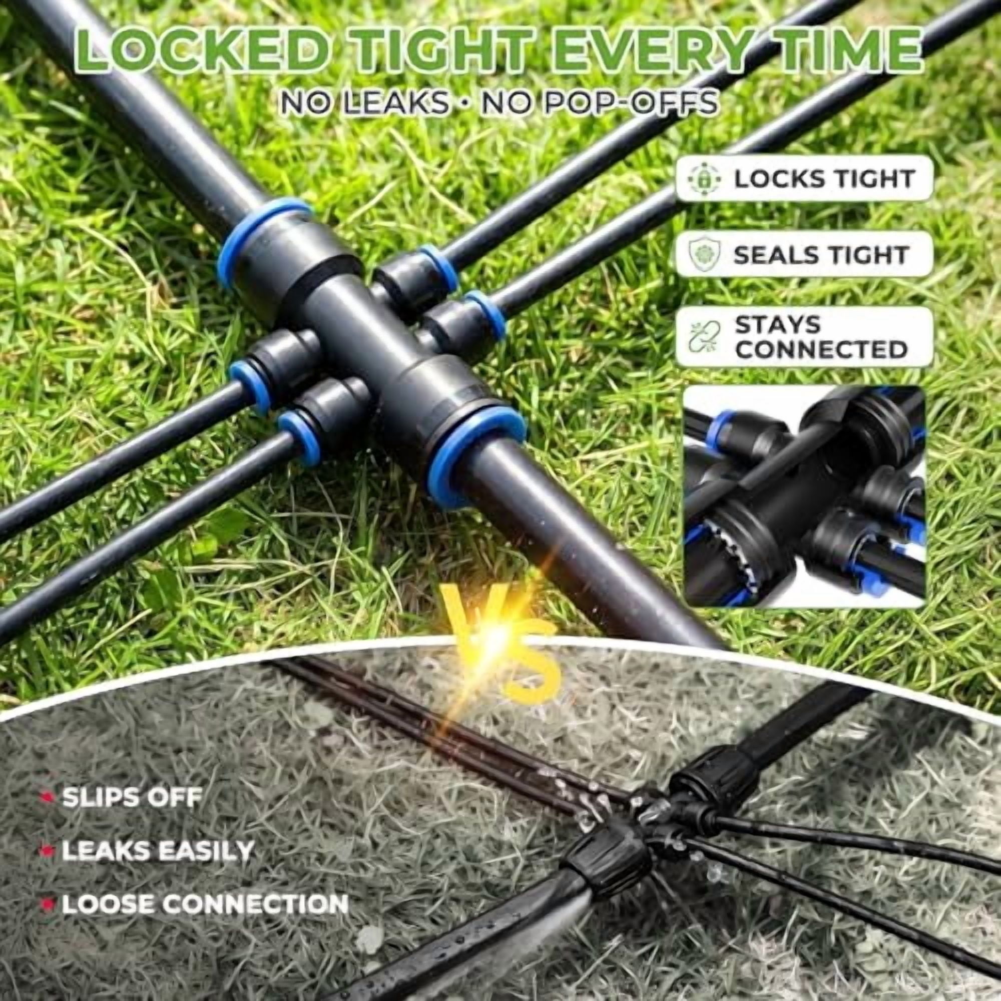 RibRave 200FT Garden Watering System, Drip Irrigation Kits for Plants, New Quick Connector, Blank Distribution Tubing, Saving Water Automatic Irrigation Equipment for Patio Lawn