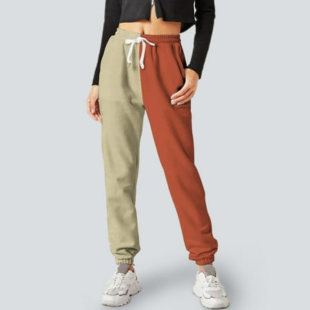 

TOWED22 Scrub Pants For Women Jogger Style Women Fashion Floral Prints Bottom Sweatpants with Pockets High Waist Sports Gyms Loose Workout Harem Joggers(Brown X-S)