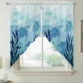 thumbnail image 2 of Blue Coastal Swag Curtains for Kitchen/Bedroom/Living Room, Beach Sea Turtle Ocean Nautical Botanical Scalloped Curtains 63 Inch Long, Window Swag Topper Curtains Valances 2 Panels Set 36"x63", 2 of 8