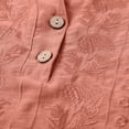 thumbnail image 6 of Womens 3/4 Sleeve Tops Cotton Linen Shirts Embroidered V Neck Button Boho Blouses Loose Fit Dressy Casual Tunic Top, 6 of 7
