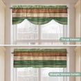 thumbnail image 5 of Farmhouse Dark Sage Green Brown Tie Up Valance Curtains for Windows, Kitchen Curtains Window Treatments, Vintage Wooden Striped Short Window Shades Valances for Bedroom Bathroom Cafe 42"x12", 5 of 8