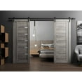 thumbnail image 3 of Sturdy Double Barn Door 56 x 84 inches | Quadro 4088 Nebraska Grey with Frosted Glass | Stainless Steel 13FT Rail Hangers Heavy Set | Solid Panel Interior Doors, 3 of 5