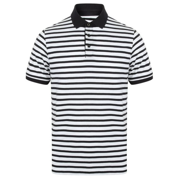 Front Row Mens Striped Jersey Polo Shirt