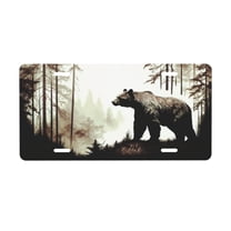 KAKALAD Woods Forests Bear 05 Aluminum Universal Car Vehicles License Plate 6" x 12" (4 Holes)