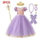 thumbnail image 4 of Disney vestido de princesa Aurora Belle para niñas, disfraz de Rapunzel, ropa de fiesta de cumpleaños para niños, Cosplay de carnaval, Blancanieves, Cenicienta, 4 of 5