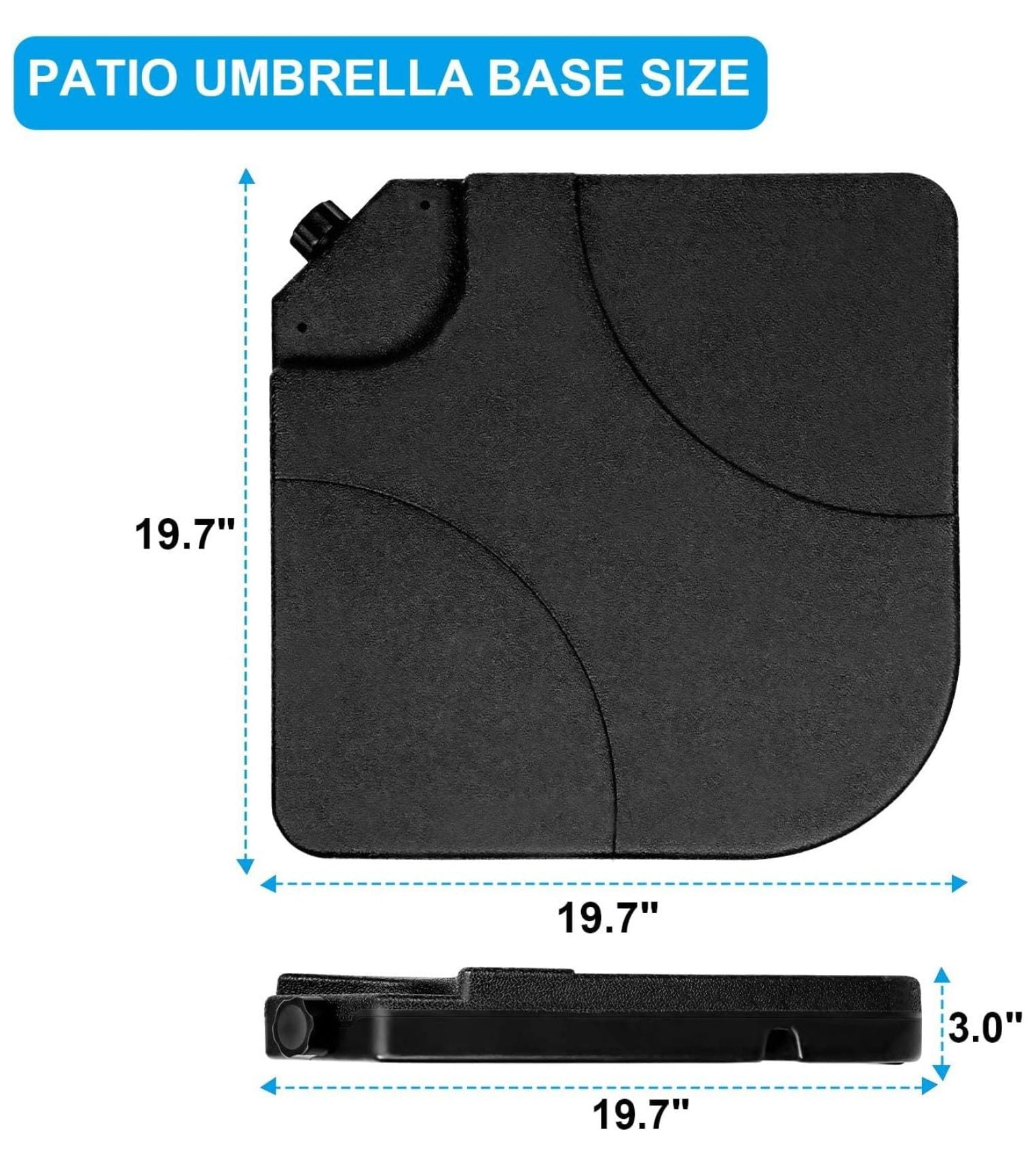 4PCS Cantilever Offset Patio Stands, 176LB Square Shaped Water or 132LB Sand Filled Umbrella Base Locking, Black