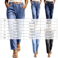 thumbnail image 3 of RFQWOVSR Womens Elastic Waist Straight Leg Cropped Jeans Stretchy Casual Denim Pants XL, 3 of 5