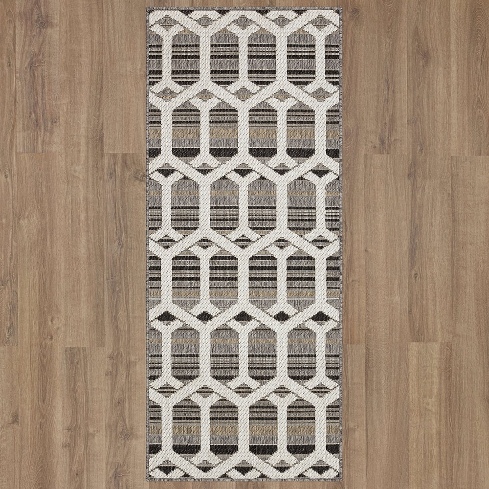 Mohawk Home Clemente Geo Outdoor Area Rug, Dark Grey, 2' 6" x 6'