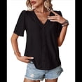 thumbnail image 1 of Blusas Informales de Negocios para Mujer, Blusas Elegantes de Trabajo, Atuendo de Verano, Moda 2025, Camiseta de Corta con Cuello en V, Negra, Talla M, 1 of 10