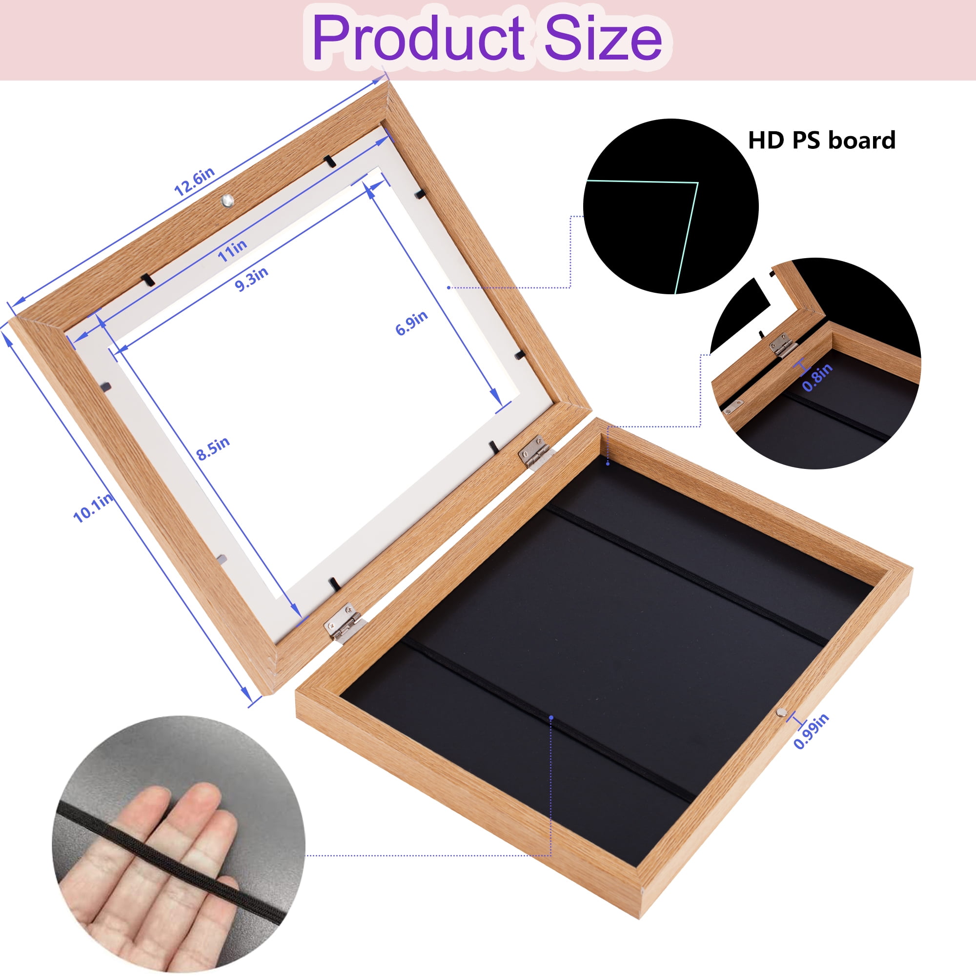 Kids Art Frames Front Opening Changeable Sets of 2 Wood 8.5X11" Artwork Frames for Kids Drawings Storage Frames Children Art Projects Schoolwork Crafts Hanging Art Displays