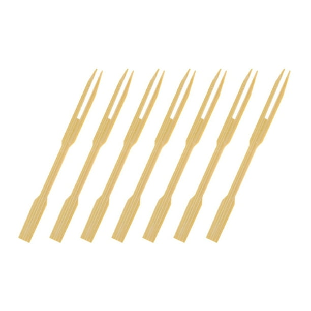 Tenedor de madera ZJDOAK, mini tenedores de bambú, tenedores para cócteles y aperitivos, pequeños tenedores de madera para fruta, pequeños palillos desechables para fiestas, accesorios para