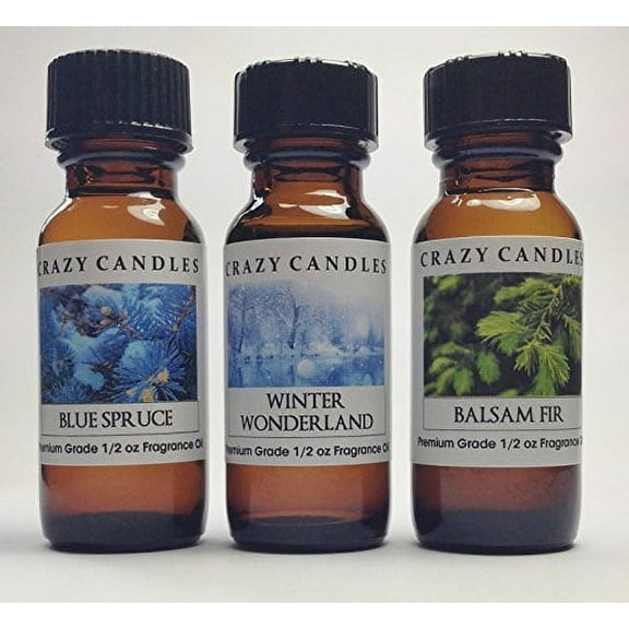 3 Bottles Set, 1 Bluespruce, 1 Winter Wonderland, 1 Balsam Fir 1/2 Fl Oz Each 15ml Premium Grade Scented Fragrance Oils By Cra