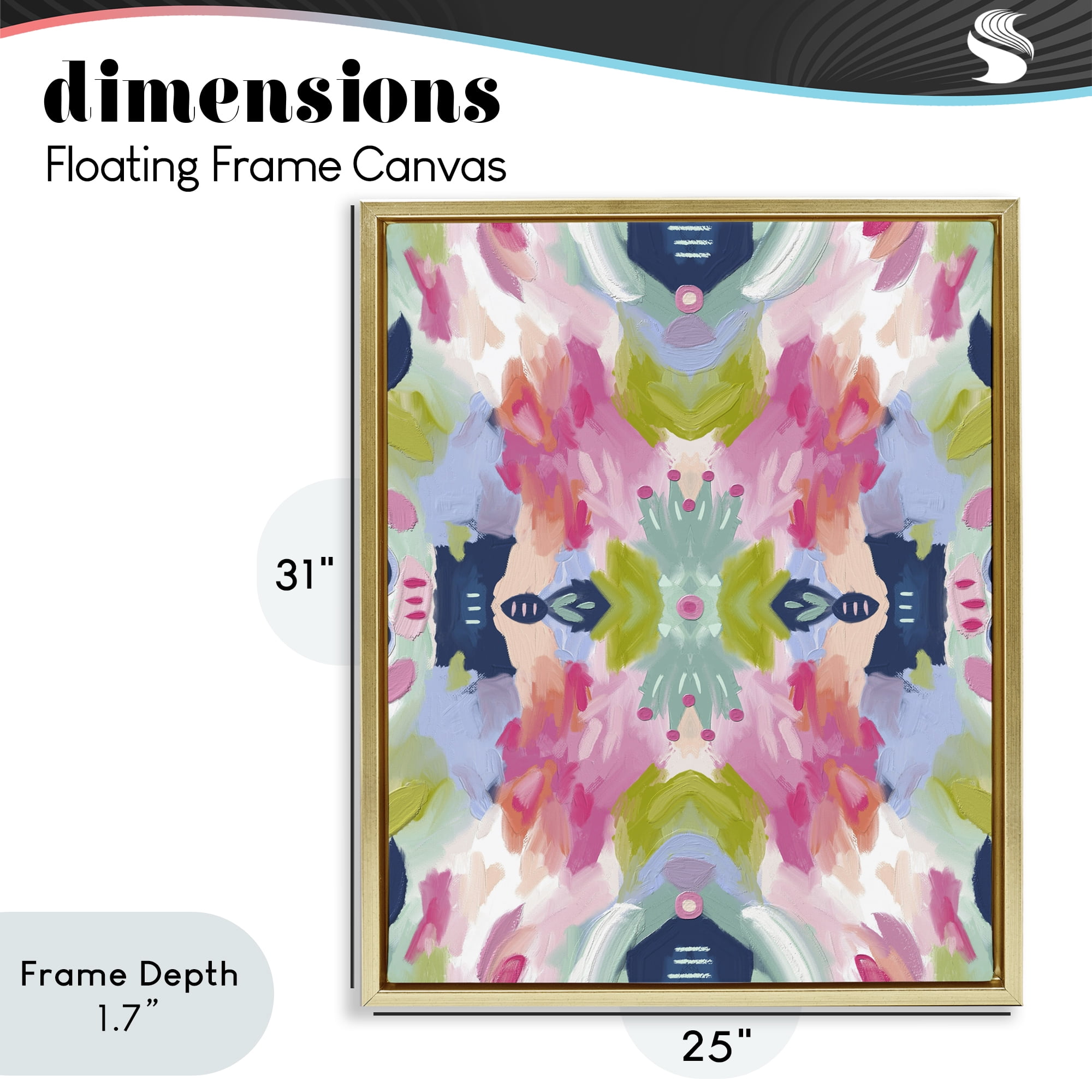 Stupell Industries Kaleidoscopic Floral Mandala Gold Framed Floater Canvas Wall Art, design by Lisa Nohren