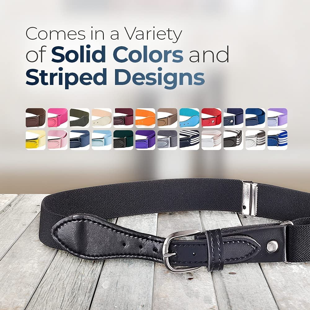 Hold'em Kids Elastic Adjustable Belt with Leather Closure for Male Toddler - Black