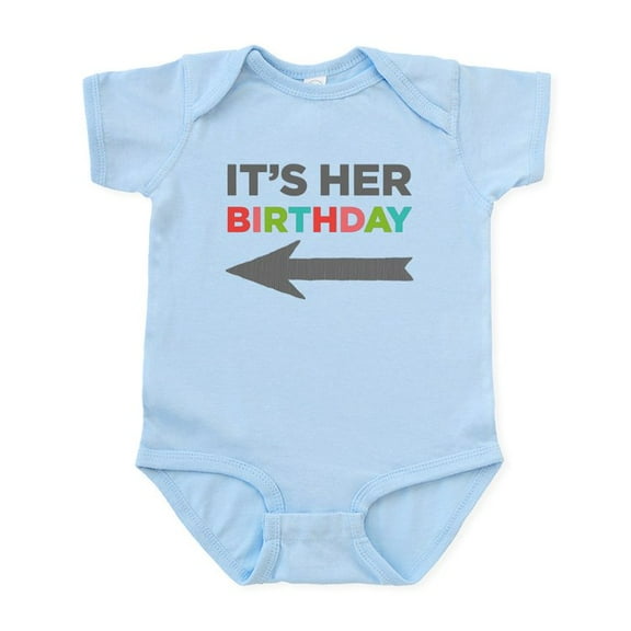 CafePress - It's Her Birthday (Left Arrow) Baby Body Suit - Baby Light Bodysuit, Size Newborn - 24 Months