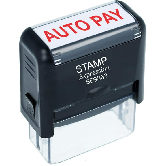 StampExpression - AUTO Pay Office Self Inking Rubber Stamp - Red Ink (A-5864)