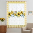 thumbnail image 3 of Sunflower Sheer Curtains 54 Inches Long, Yellow Flowers Yellow Plaid Farmhouse Light Filering Curtains, Breathable Simi Curtain Privacy Drapes for Kitchen Bathroom Lightweight Small Window Treatment, 3 of 9