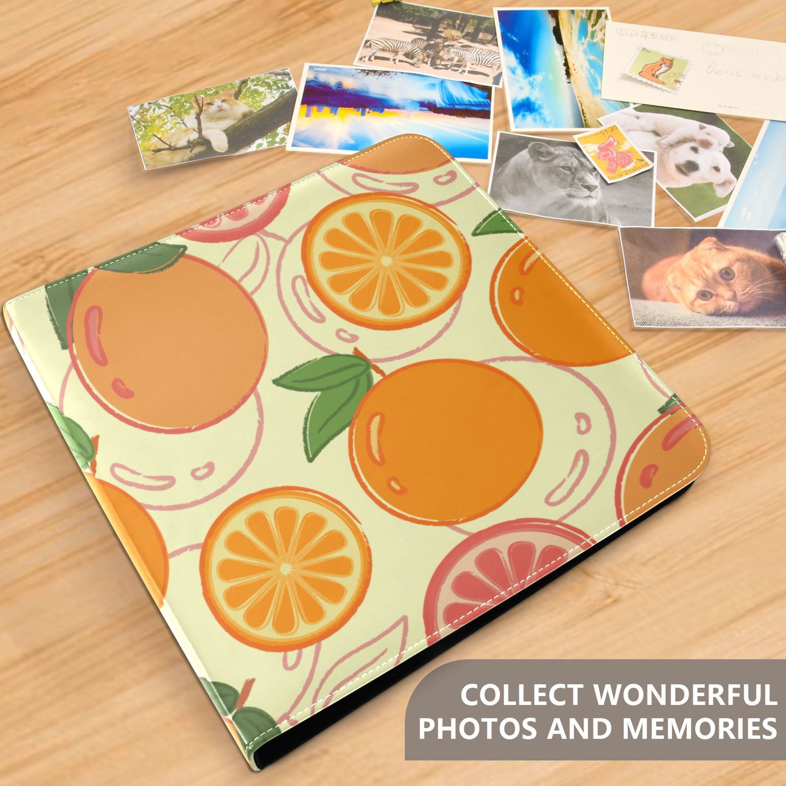 iauyy PU Leather Scrapbook Album | Expandable Binder with 20 Self-Adhesive Pages (11.8x24in)，Orange