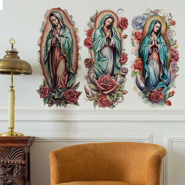Calcomanías de pared de vinilo de PVC religiosas de la Virgen María, 40 x 55 cm