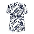 thumbnail image 5 of Charella Floral Printed Tops for Women V Neck Button Petal Short Sleeve Shirts Casual Clothes Loose Tunic Blouses (2XL, Navy), 5 of 7