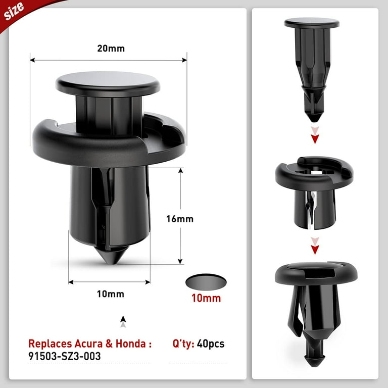 Nilight 40PCS Nylon Front Bumper Push-Type Retainer Clips-91503