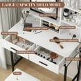thumbnail image 4 of BeesClover Makeup Vanity Desk with Mirror and Lights, Vanity Desk with Stool, 2 Drawers, Power Outlet, Dressing Table for Bedroom, 4 of 8