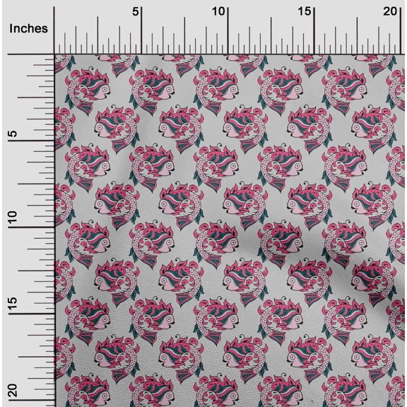 oneOone Viscose Chiffon Fabric Fish Block Decor Fabric Printed BTY 42 Inch Wide