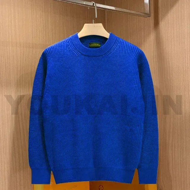 Suéteres de cuello redondo de color sólido de moda coreana para otoño para hombres, suéter de punto informal de manga larga, moda de calle alta