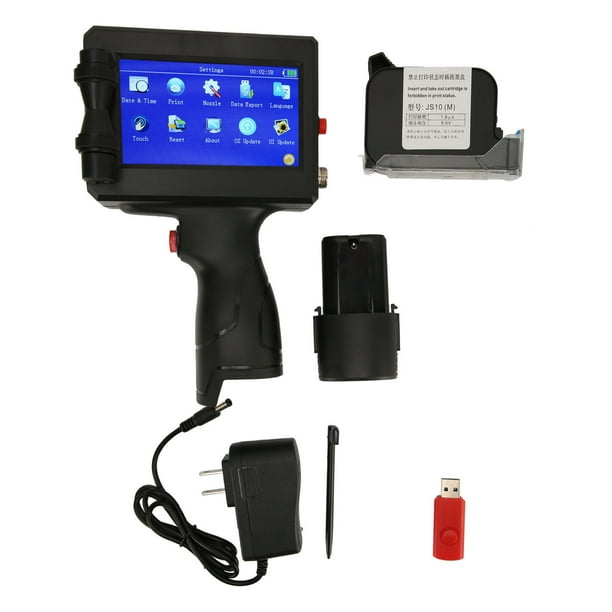 Imprimante de code à jet d'encre portable avec écran tactile LED de 5  pouces, machine de codage à jet d'encre de 2 à 12,7 mm de hauteur  d'impression