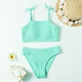 thumbnail image 2 of Mercatoo Girl's 2 𝐏iece High Waisted Spaghetti Strap Ribbed Swimsuit Adjustable Bathing Suit Bikini Sets Teen Beach Swimwear, 2 of 6