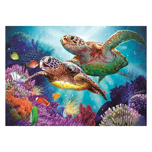Peggybuy Stamped Canvas Kit DIY Cross Stitch Print Sea Turtle 11CT Needlework (C)
