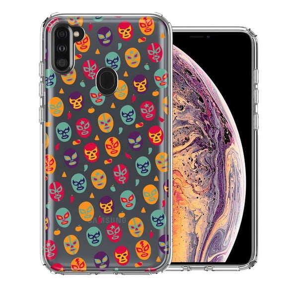 MUNDAZE For Samsung Galaxy A11 Lucha Libre Masks Design Double Layer Phone Case Cover