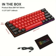 61-Key Snpurdiri Compact Mechanical Keyboard - Red Switches, Wired Connectivity, Ultra-Portable Design, Ideal for Gaming on Windows Laptops - Sleek Black with Red Accents