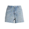 thumbnail image 5 of Time and Tru Women's Embroidered Denim Shorts, 5 of 5