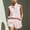 Pink, variant on Pretxorve 2 Piece Set for Women Print Striped Stand Collar Half Button Sleeveless Top Elastic Shorts Outfits